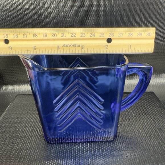 Vintage Hazel Atlas Cobalt Blue Depression Glass Creamer Pitcher Jug Carafe VTG - Picture 3 of 12
